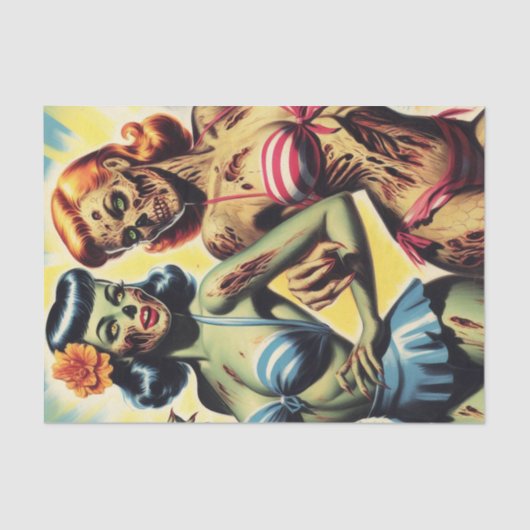Retro Zombie Pin-ups Tissuepapier (Voorkant)