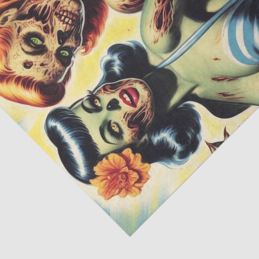 Retro Zombie Pin-ups Tissuepapier (Detail)