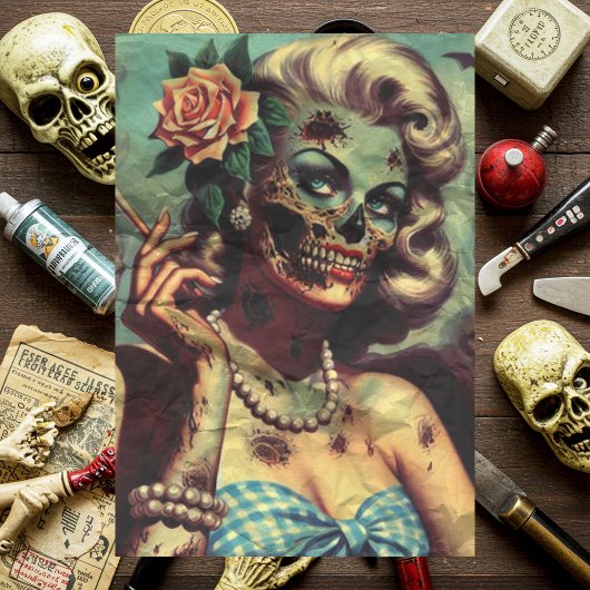 Retro Zombie Pinup Tissuepapier