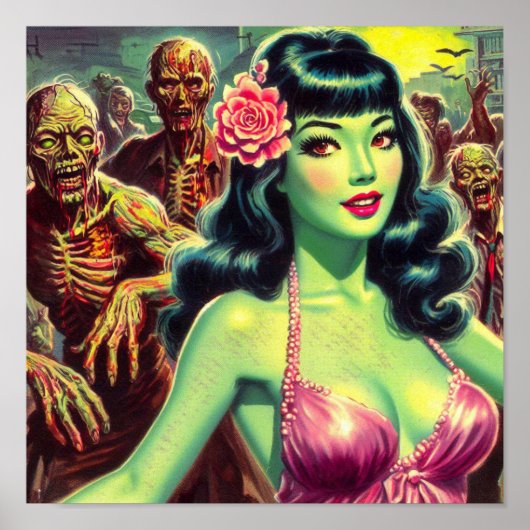 Retro Zombie Woman Poster (Voorkant)