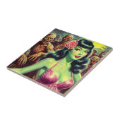 Retro Zombie Woman Tegeltje (Zijkant)