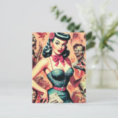 Retro Zombies Pin-up Briefkaart (Staand voorkant)