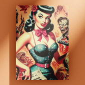Retro Zombies Pin-up Briefkaart