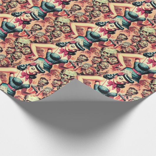 Retro Zombies Pin-up Cadeaupapier (Hoek)