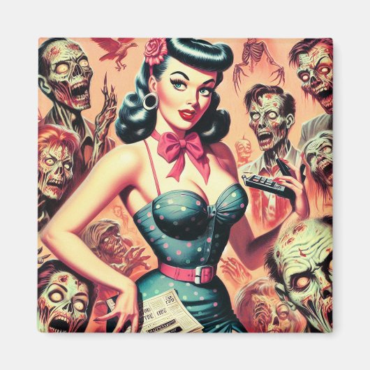 Retro Zombies Pin-up Magneet (Voorkant)