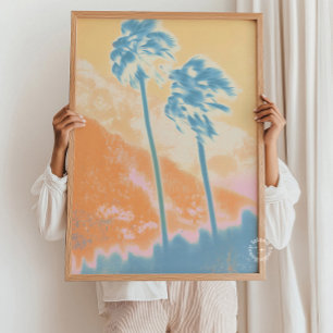 Retro zomer abstract tropische palmboomprint poster