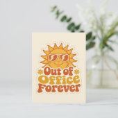 Retro Zomer "Afwezig" Lachende Zon Sticker Briefkaart (Staand voorkant)