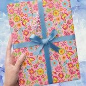 Retro  Zomer Bloemen Modern Patroon Cadeaupapier