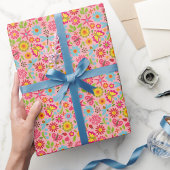 Retro  Zomer Bloemen Modern Patroon Cadeaupapier