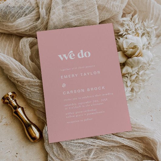 Retro Zomer | Blush Pink We doen bruiloft Kaart