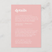 Retro Zomer | Blush Roze Bruiloft Details Informatiekaartje (Voorkant)