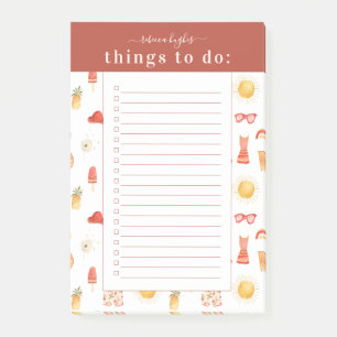 Retro Zomer Boho Picknick   Monogram Takenlijst Post-it® Notes