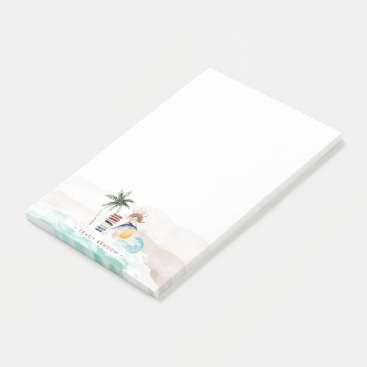 Retro Zomer Boho Surf | Monogram Gepersonaliseerd Post-it® Notes (Schuin)