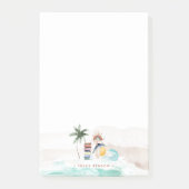 Retro Zomer Boho Surf | Monogram Gepersonaliseerd Post-it® Notes (Voorkant)