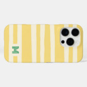 Retro Zomer Chic Gele Strepen Monogram Case-Mate iPhone Case (Achterkant (horizontaal))