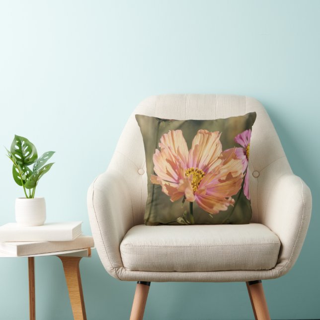 Retro Zomer Cosmea Bloesems Verjaardag Kussen (Stoel)