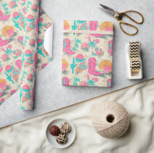 Retro Zomer Cowgirl Cadeaupapier