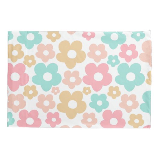 Retro Zomer Daisies Patroon #4a #retro #flowers Kussensloop (Achterkant)