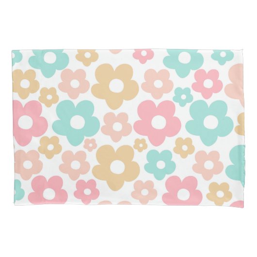 Retro Zomer Daisies Patroon #4a #retro #flowers Kussensloop (Voorkant)