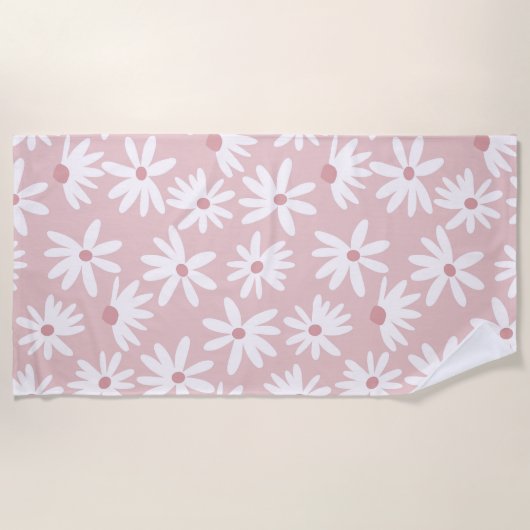 Retro Zomer Daisies Patroon Klein #4 #pattern Strandlaken (Voorkant)