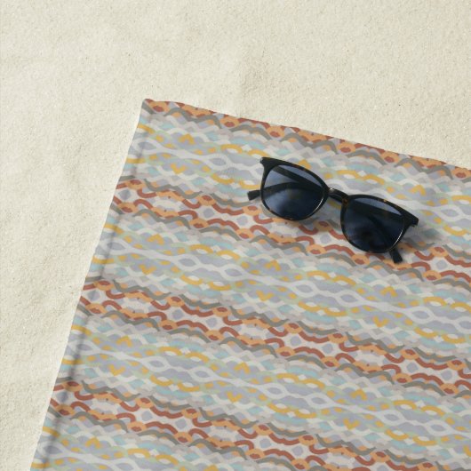 Retro zomer geometrisch kleurblokpatroon ontwerp strandlaken (In situ)