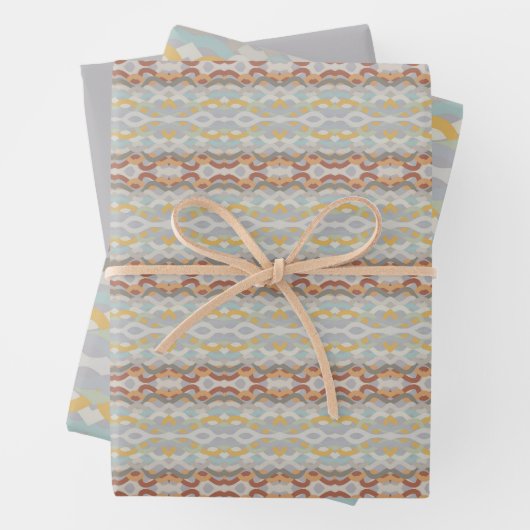 Retro Zomer Geometrische Kleurblok Patroon Ontwerp Inpakpapier Vel (In situ)