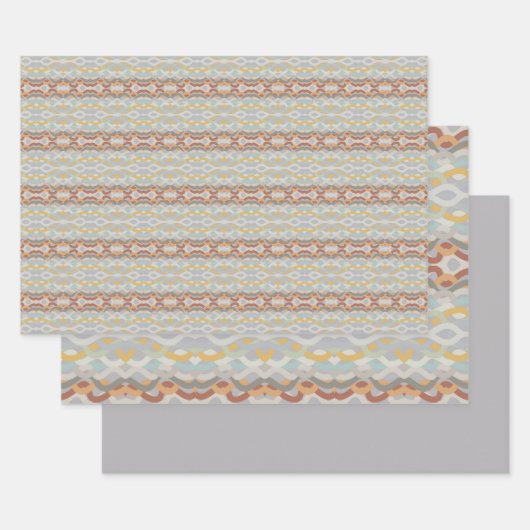 Retro Zomer Geometrische Kleurblok Patroon Ontwerp Inpakpapier Vel (Set)