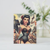 Retro Zomer Gotische Pin-up Briefkaart (Staand voorkant)