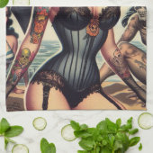 Retro Zomer Gotische Pin-up Theedoek (Gevouwen)