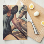 Retro Zomer Gotische Pin-up Theedoek (Quarter Fold)