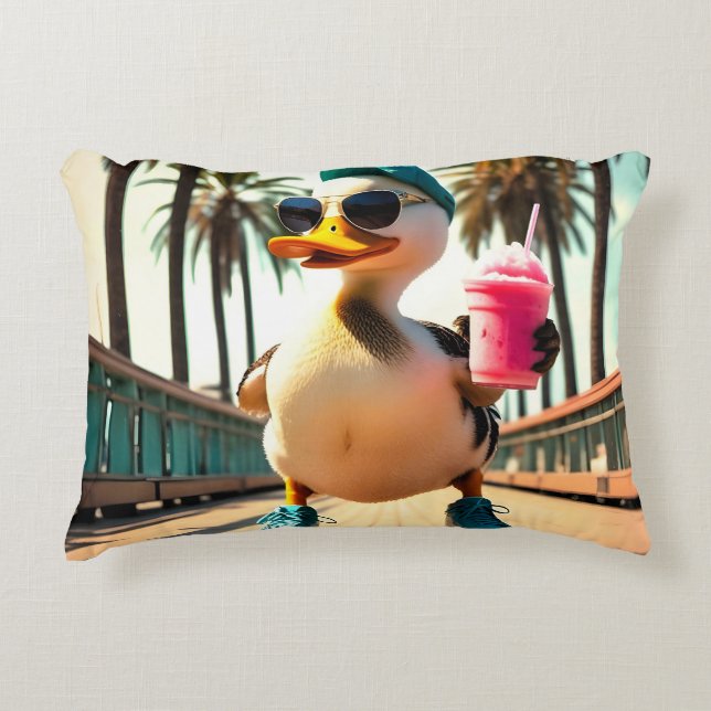 Retro Zomer Grappige Roller Eend Accent Kussen (Voorkant)