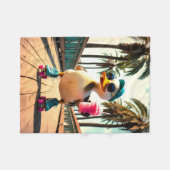 Retro Zomer Grappige Roller Eend Fleece Deken (Voorkant (Horizontaal))
