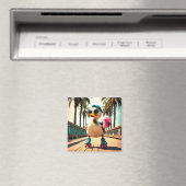 Retro Zomer Grappige Roller Eend  Magneet (Insitu (Vaatwasser))