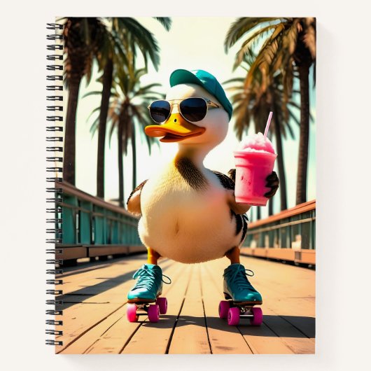 Retro Zomer Grappige Roller Eend Notitieboek (Voorkant)