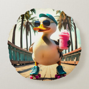 Retro Zomer Grappige Roller Eend Rond Kussen