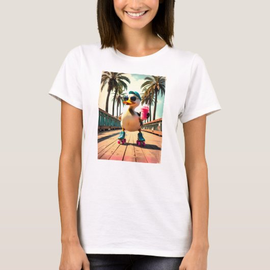 Retro Zomer Grappige Roller Eend T-shirt (Voorkant)