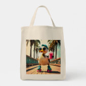 Retro Zomer Grappige Roller Eend Tote Bag (Achterkant)