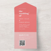 Retro Zomer | Heet Roze Bruiloft All In One Uitnodiging (Binnen)