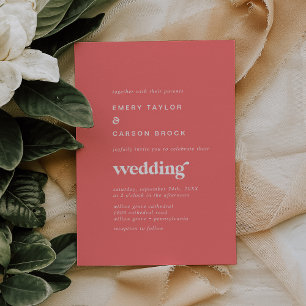 Retro Zomer   Heet Roze Bruiloft Kaart