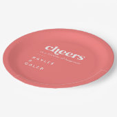 Retro Zomer Hot Pink Cheers Wedding Papieren Bordje (Gekanteld)