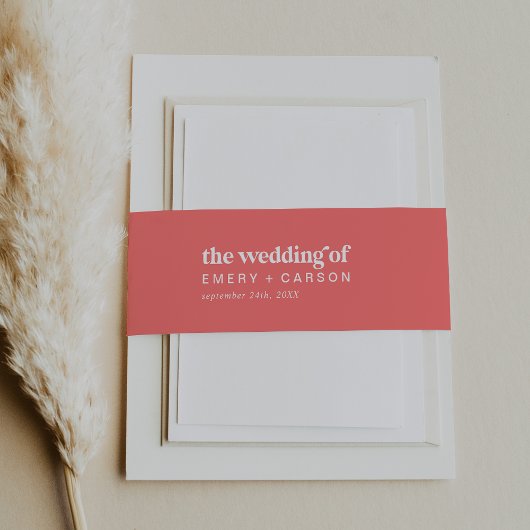 Retro Zomer | Hot Pink The Wedding Of Belly Band Uitnodigingen Wikkel