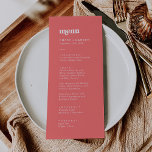 Retro Zomer | Hot Pink Wedding Dinner Menu<br><div class="desc">Deze retro zomer hete roze bruiloft diner menukaart is perfect voor een kleurrijke bruiloft. Het eigenzinnige  design heeft een levendige,  opvallende,  roze en witte typografie met leuke groovy vibes. Dit menu kan worden gebruikt voor een huwelijksreceptie,  repetitiediner of een evenement.</div>