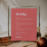 Retro Zomer | Hot roze bruiloft Drinken Menu Sign Poster<br><div class="desc">Deze retro zomerse hete roze bruiloft drinken menuteken is perfect voor een kleurrijke bruiloft. Het eigenzinnige  design heeft een levendige,  opvallende,  roze en witte typografie met leuke groovy vibes.</div>