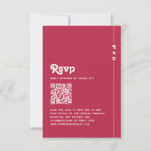 Retro Zomer Hot Roze Monogram Huwelijk QR Code RSVP Kaartje (Voorkant)