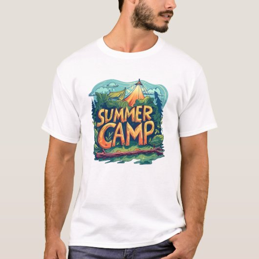 Retro Zomer Kamp Grafische T-Shirt (Voorkant)
