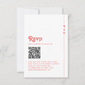 Retro Zomer Koraal Roze Monogram Huwelijk QR Code RSVP Kaartje (Voorkant)