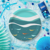 Retro Zomer Oceaangolven Midden Eeuw Modern Papieren Bordje (Feest)