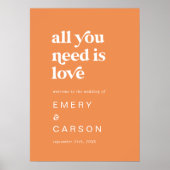 Retro Zomer Oranje Trouw Welkom Bord Sjabloon Poster (Voorkant)