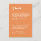 Retro Zomer | Oranje trouwgegevens Informatiekaartje (Voorkant)