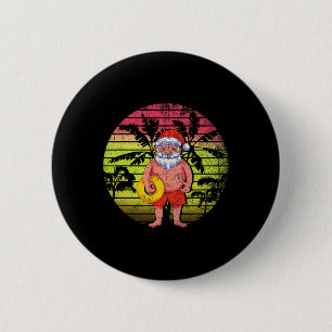Retro Zomer Palmboom Santa Claus Kerstmis In Juli Ronde Button 5,7 Cm